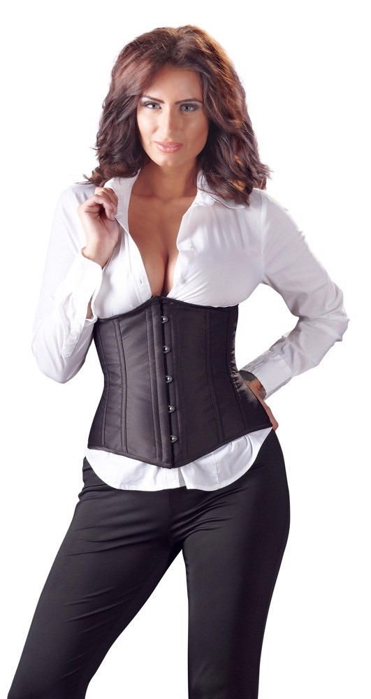 Корсет з відкритим погруддям Cottelli Collection Corset Open Cup зі шнурівкою, чорний, M