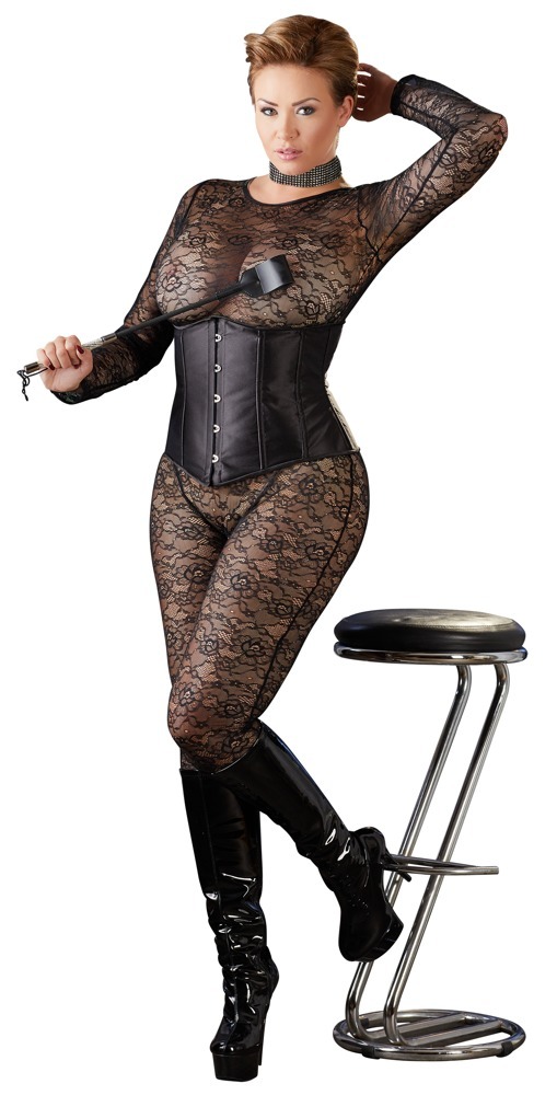 Корсет з відкритим бюстом Cottelli Collection Underbust Corset зі шнурівкою, чорний, XL