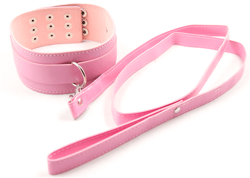 Ошейник с поводком DS Fetish Collar with leash pink metal