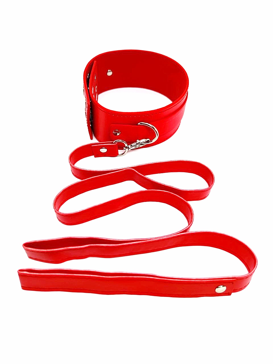 Ошейник с поводком DS Fetish Collar with leash red metal