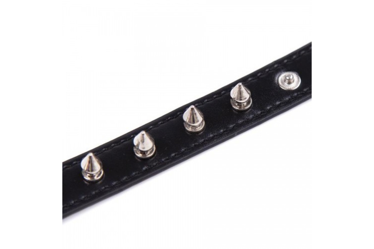 Нашийник з шипами Collar black with metal spikes