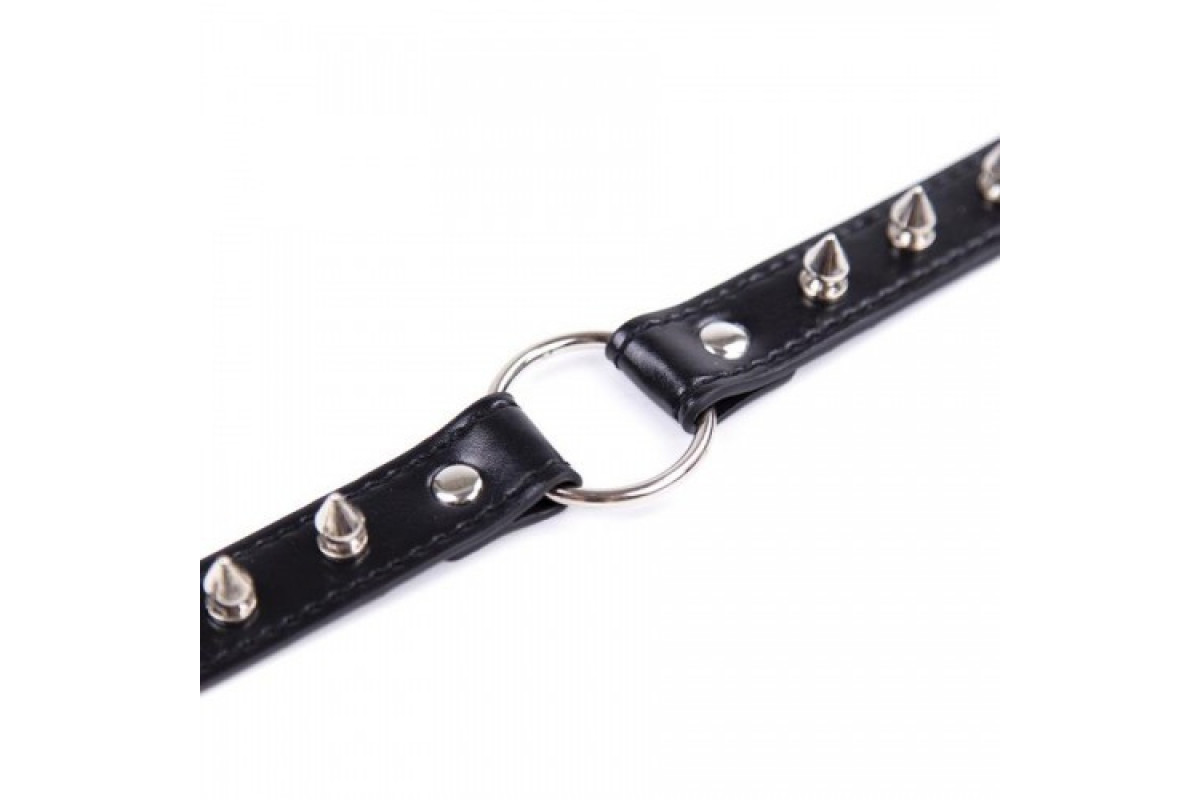 Нашийник з шипами Collar black with metal spikes