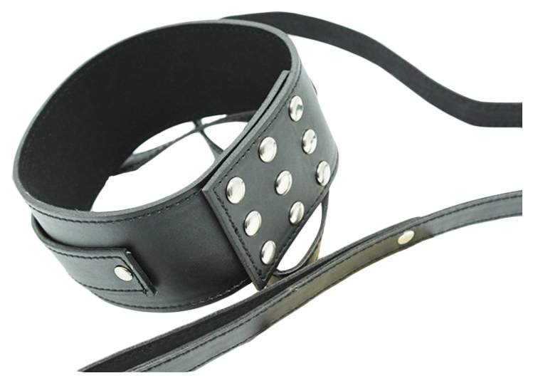 Ошейник с поводком DS Fetish Collar with leash black metal