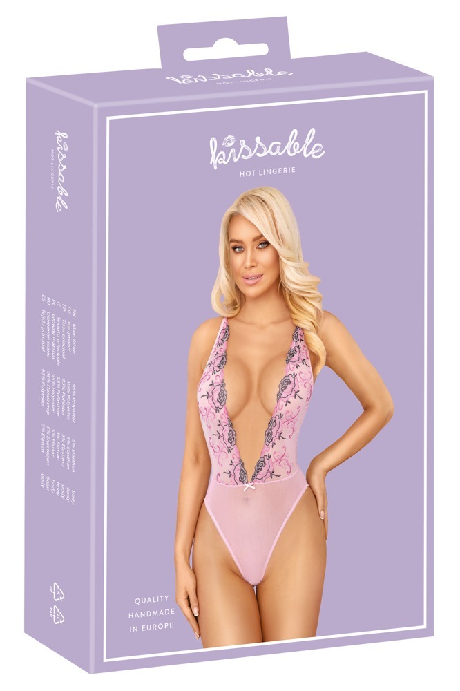 Ніжний рожевий боді з глибоким вирізом Kissable S/M