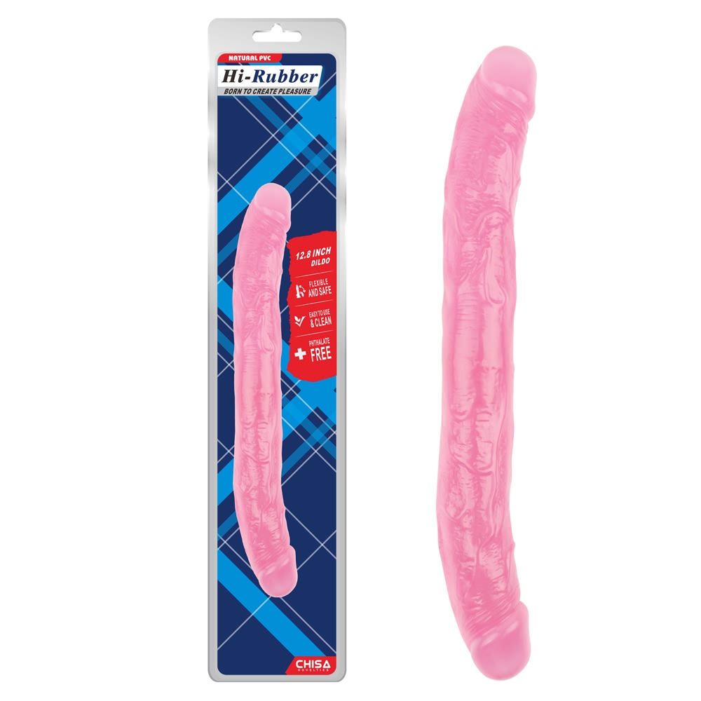 Фалоімітатор двосторонній рожевий Chisa Hi-Rubber 32,5 см * 3,5 см