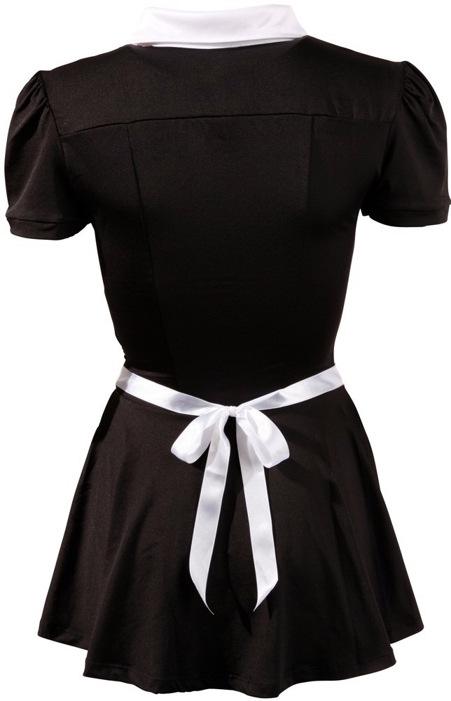 Костюм покоївки Cottelli Collection Waitress Set з коміром і мереживним фартухом, чорно-білий, S