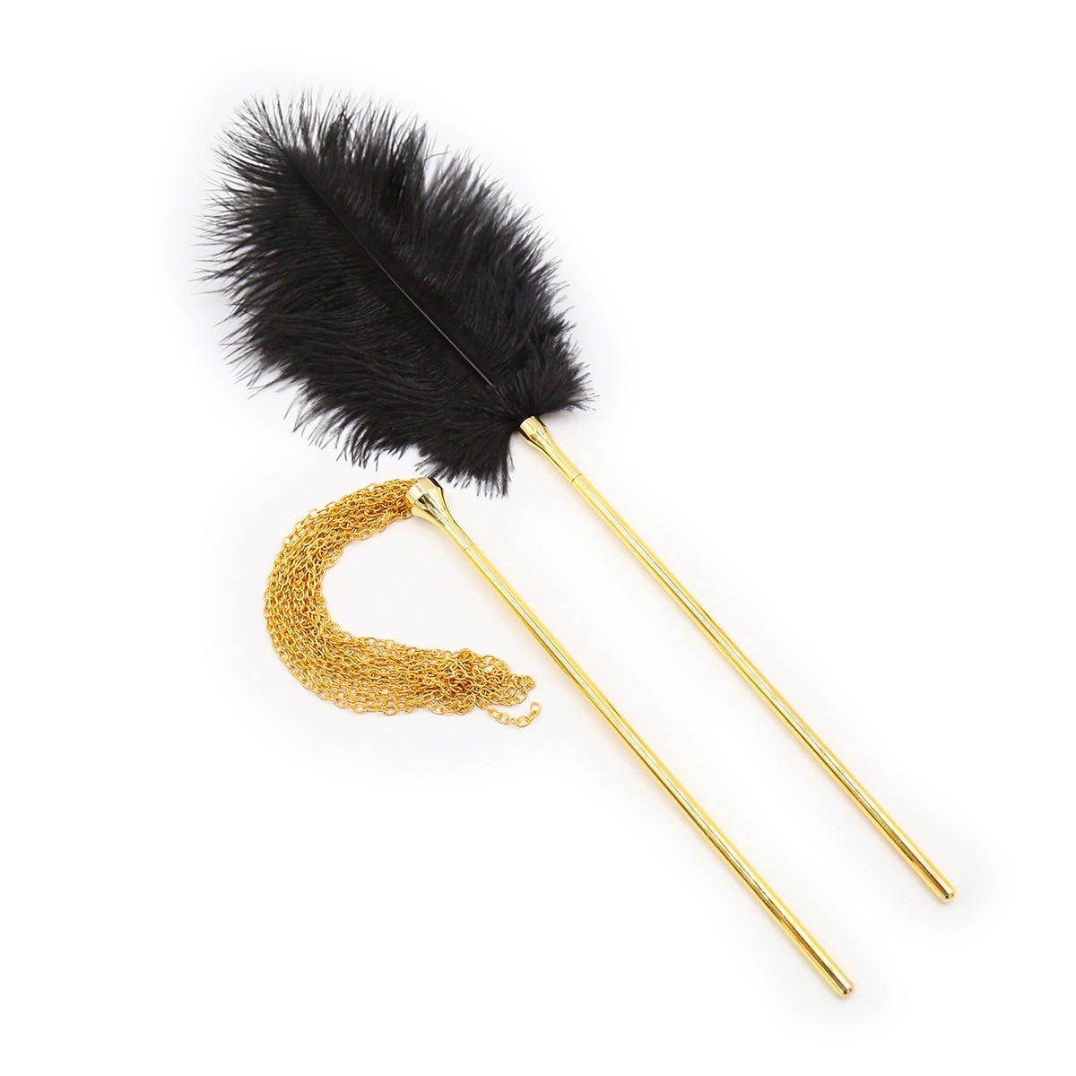 Перо для лоскотання з металевим батогом DS Fetish золото Whip Sex Feather