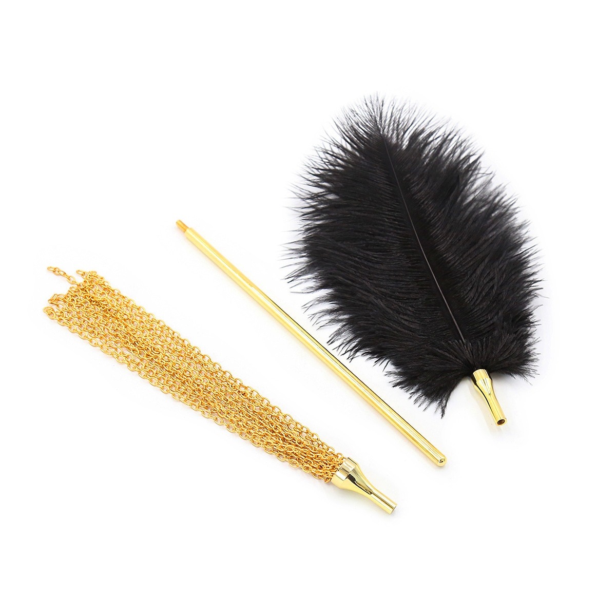 Перо для щекотания с металлическим кнутом DS Fetish золото Whip Sex Feather