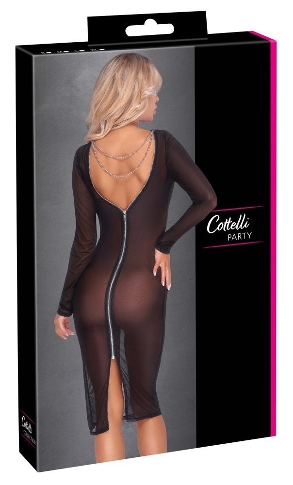Платье полупрозрачное Cottelli Collection, с молнией, черное, размер S