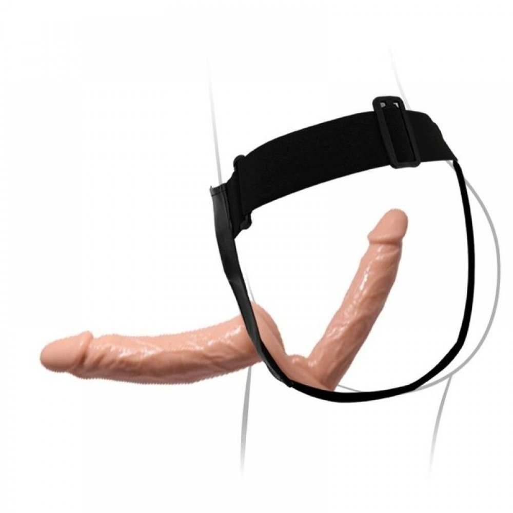 Страпон із двома фалоімітаторами реалістичний на трусиках Baile Ultra Passionate Harness бежевий, 18 х 3.6 см