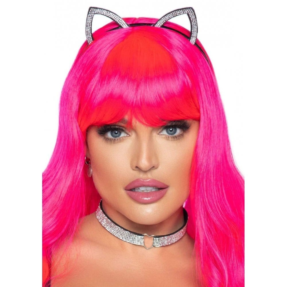 Набор аксессуаров Bling Kitty Leg Avenue со стразами, ушки и чокер