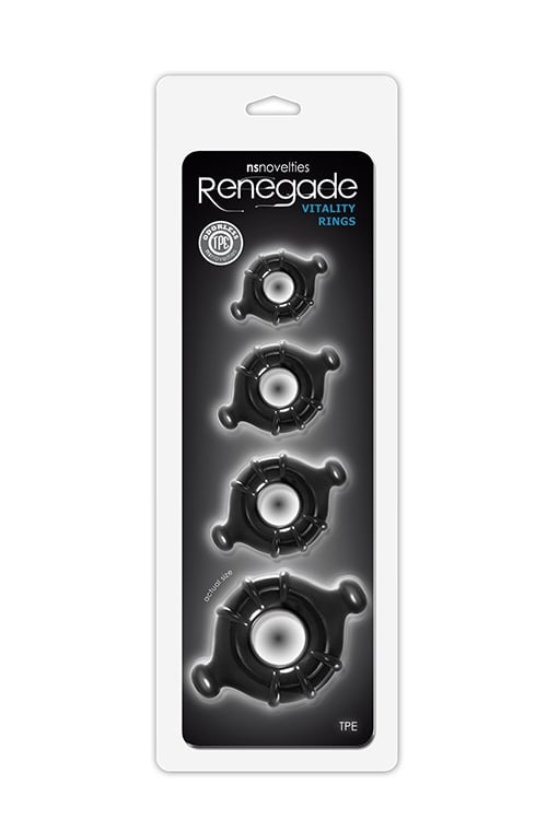 Набір ерекційних кілець NS Novelties Renegade чорний, 4 шт