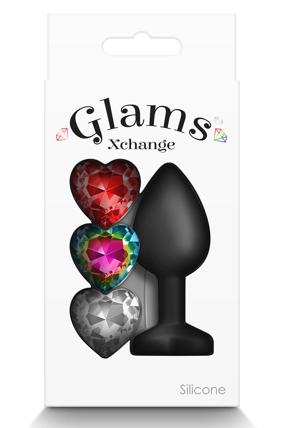 Анальний корок зі знімним каменем GLAMS XCHANGE HEART SMALL