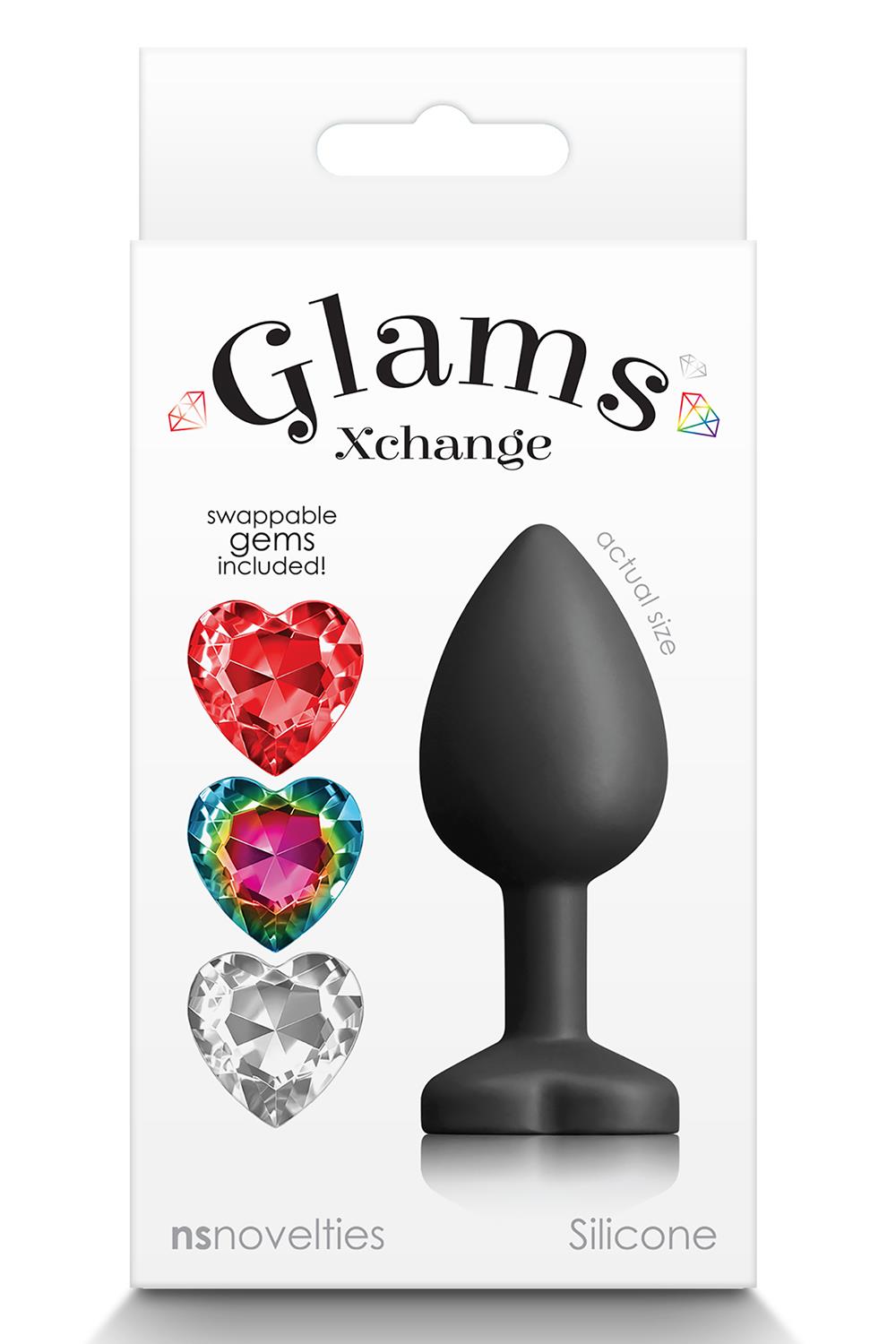 Анальний корок зі знімним каменем GLAMS XCHANGE HEART SMALL