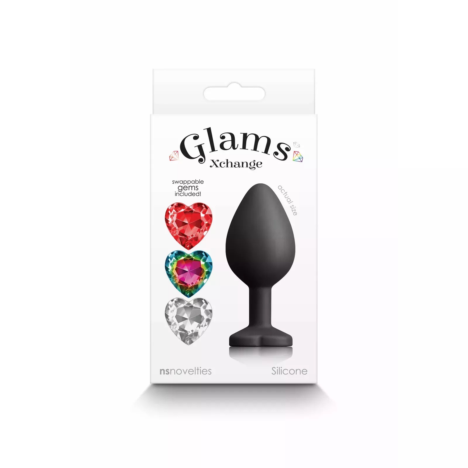 Анальная пробка со съемными камнями GLAMS XCHANGE HEART MEDIUM