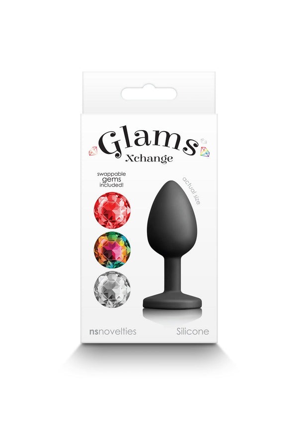 Анальная пробка со съемным камнем GLAMS XCHANGE ROUND SMALL