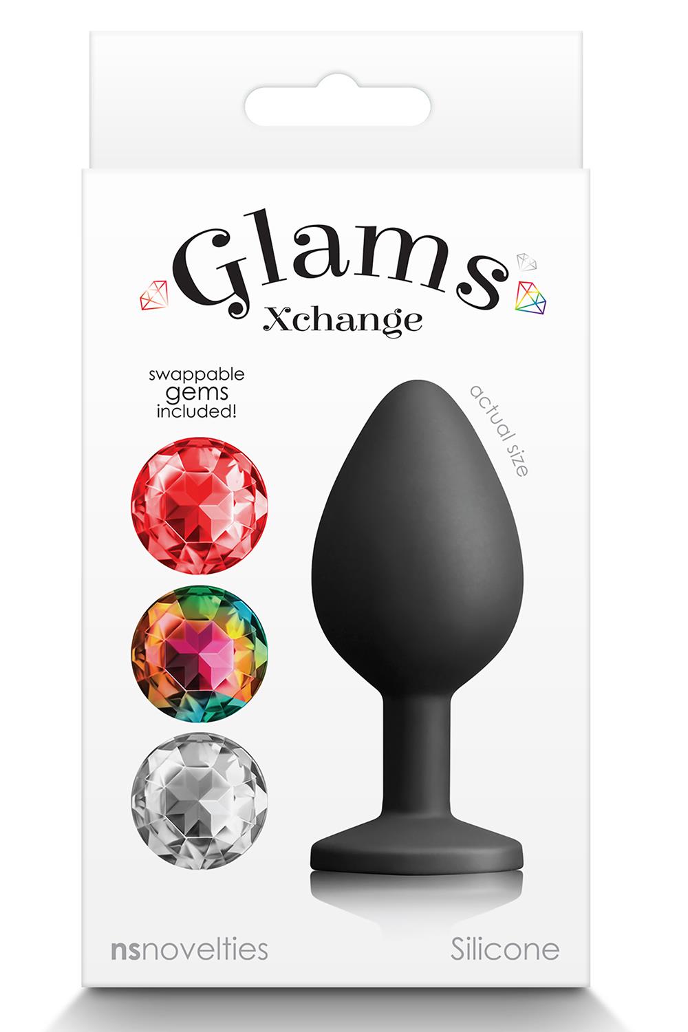 Анальний корок зі знімним каменем GLAMS XCHANGE ROUND MEDIUM