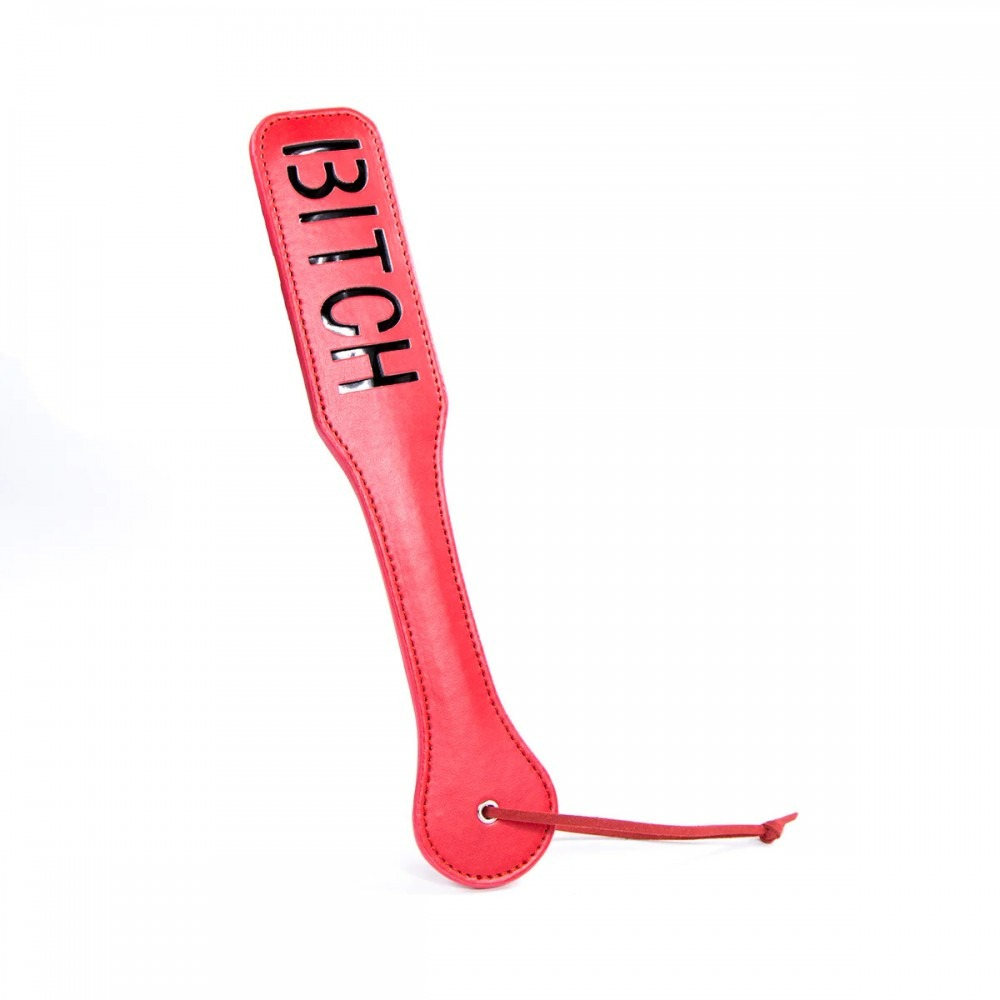 Шльопанка з написом BITCH, червона, 31.5 см