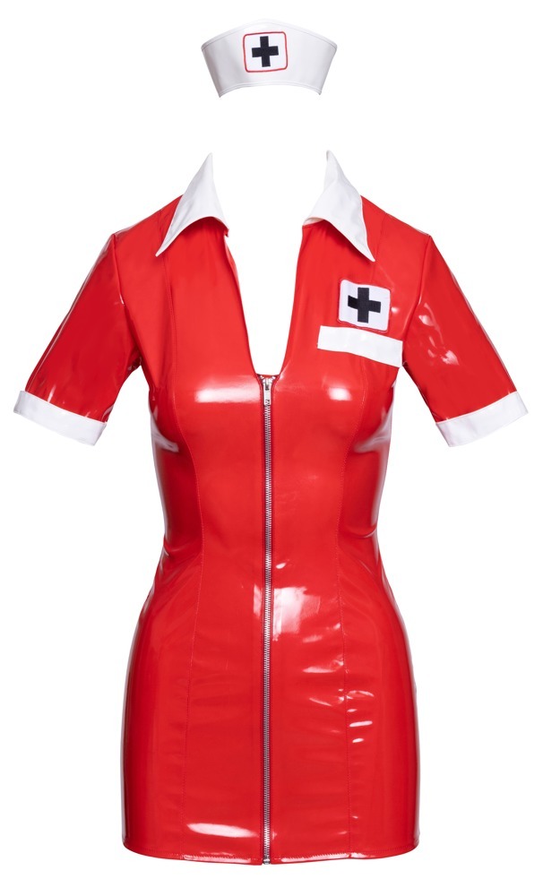 Костюм медсестри червоний вініловий Black Level Vinyl Nurse 2 предмети, M