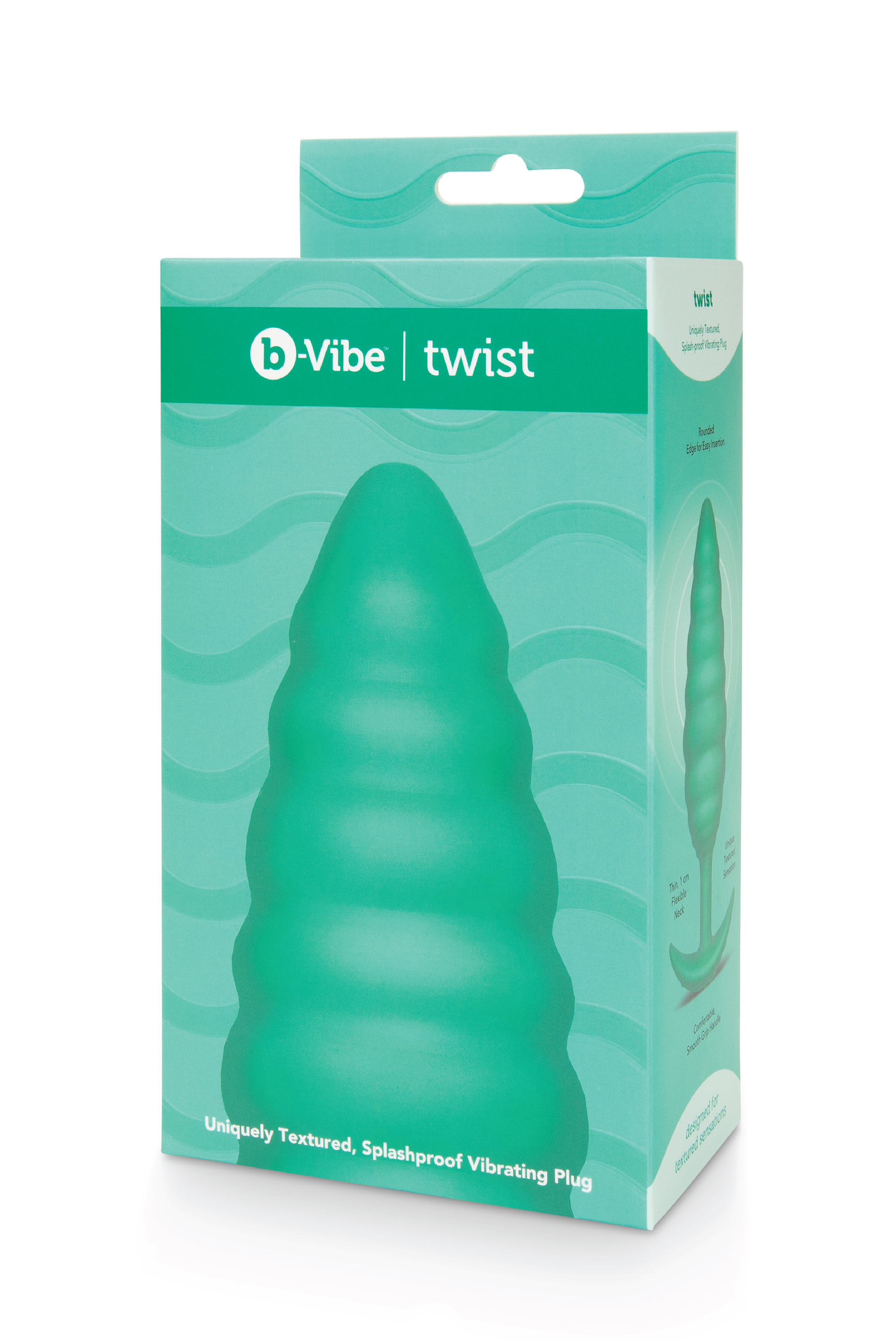 Анальна пробка з вібрацією, рельєфна B-VIBE-TEXTURE PLUG TWIST, зелена