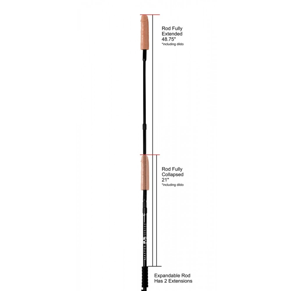 Реалістична насадка на регульованій довгій чорній рукояті Dick Stick - Dildo On Expandable Rod