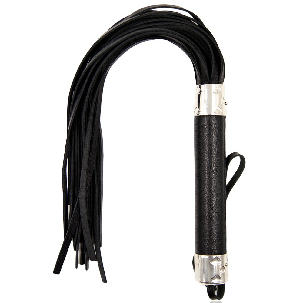 Флогер з серцем DS Fetish Flogger M black with heart metal