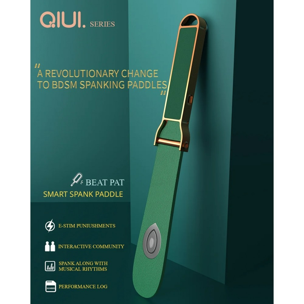Паддл з електростимуляцією та додатком Qiui Smart Beat Pat, шкіряний, зелений Lockink