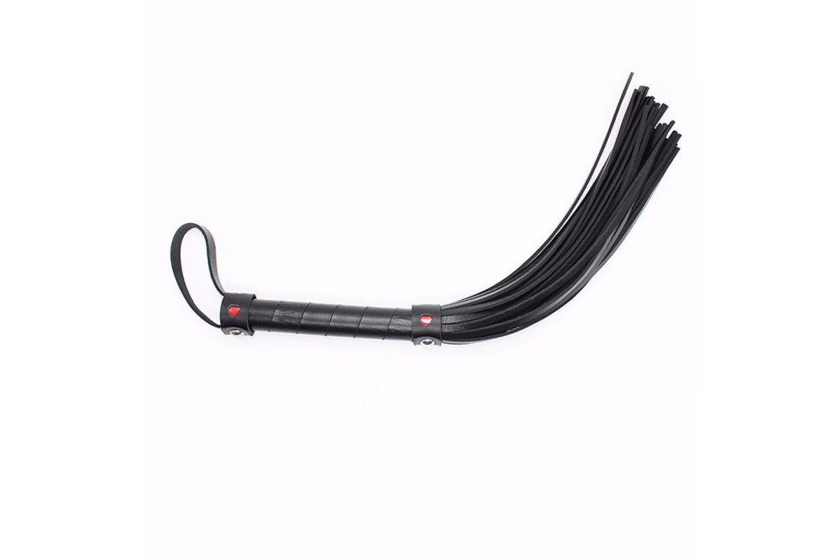 Флогер з червоним серцем DS Fetish Flogger black with red heart