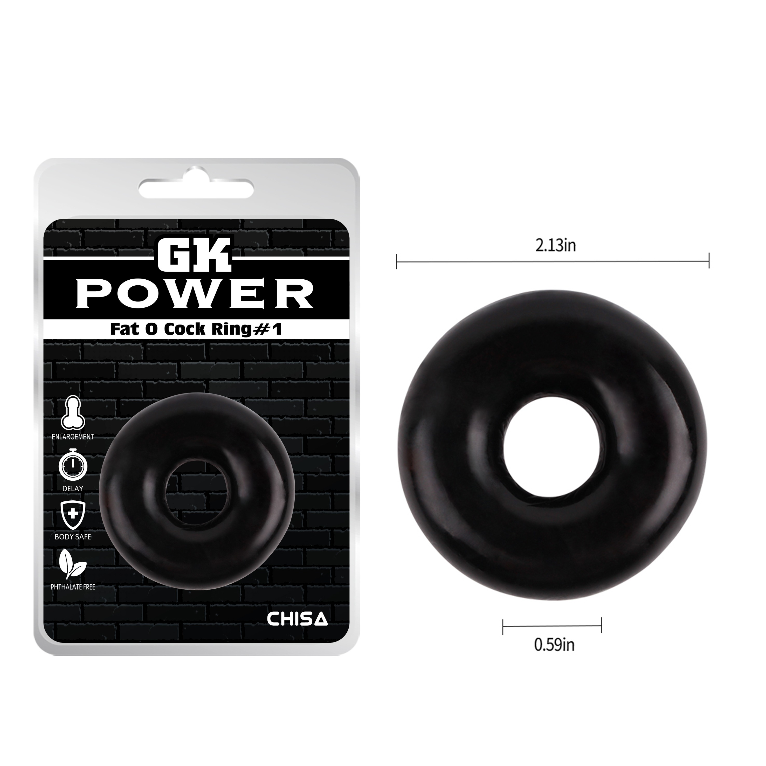 Эрекционное кольцо Chisa GK Power Fat O Cock Ring # 1, черное