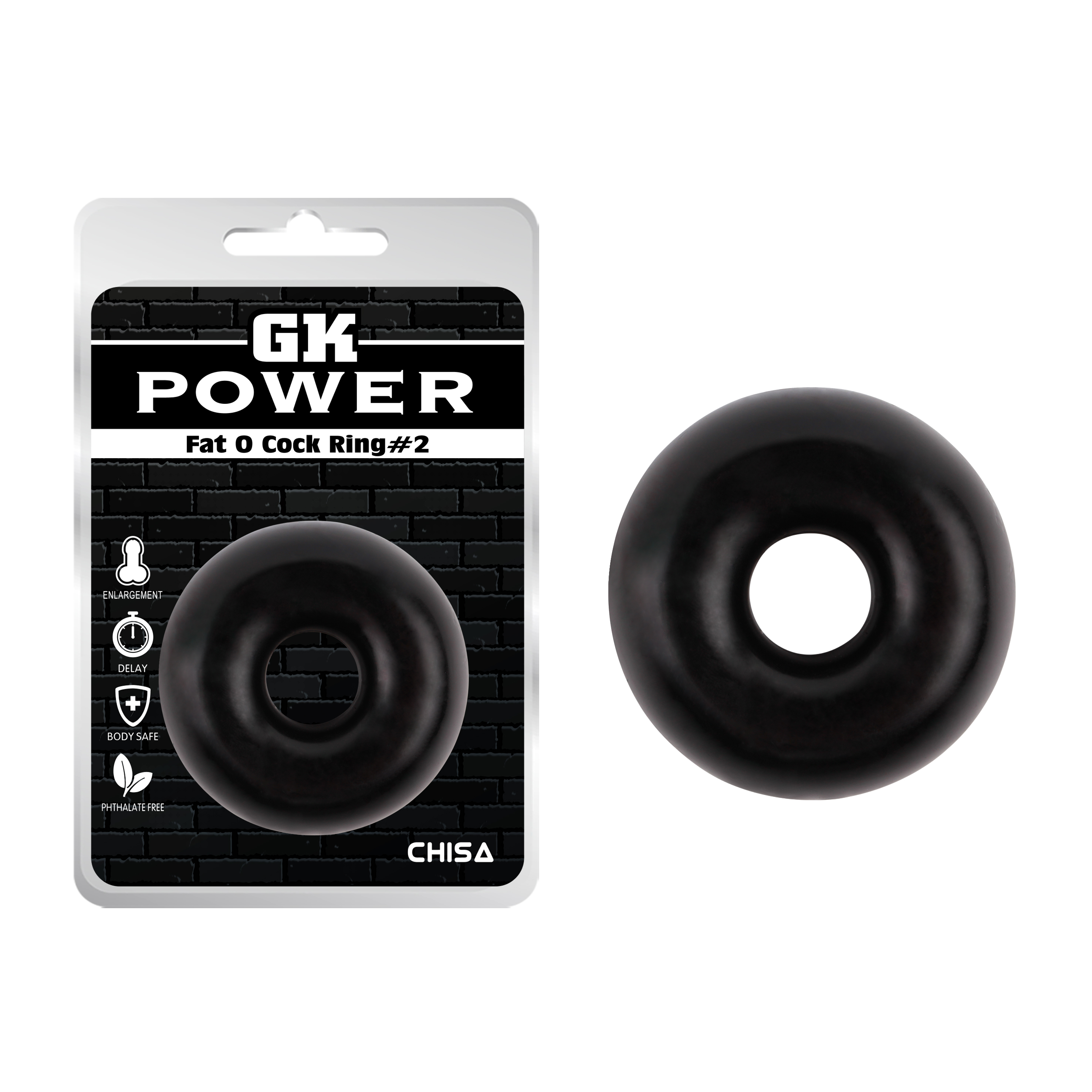 Эрекционное кольцо Chisa GK Power Fat O Cock Ring # 2, черное