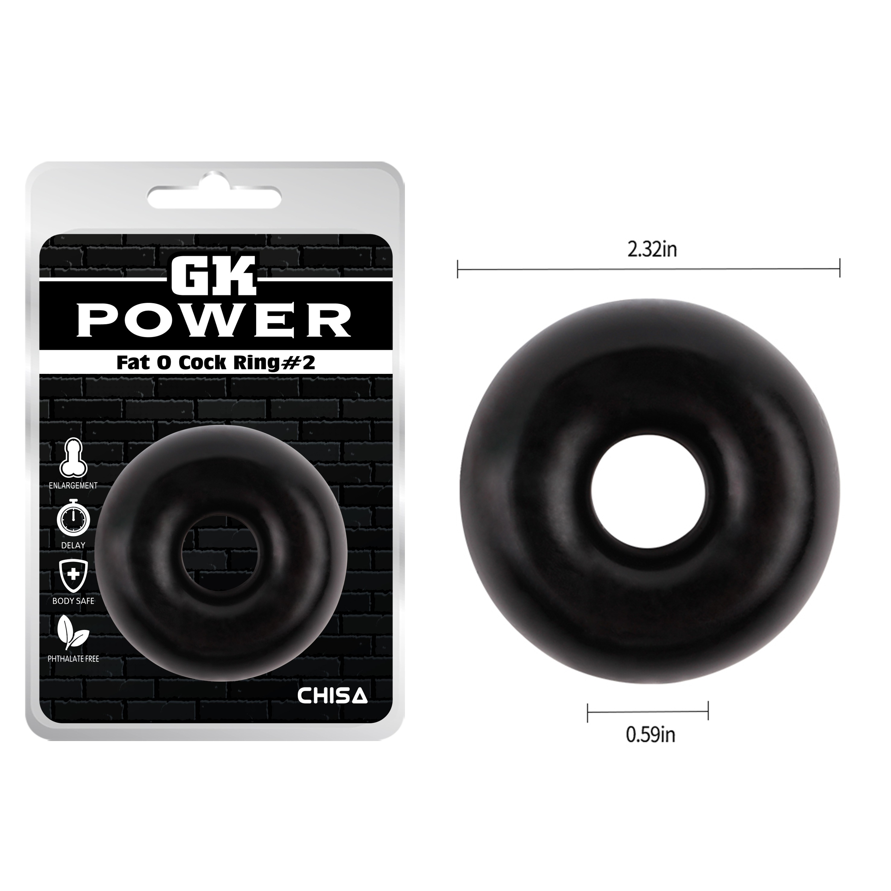 Эрекционное кольцо Chisa GK Power Fat O Cock Ring # 2, черное