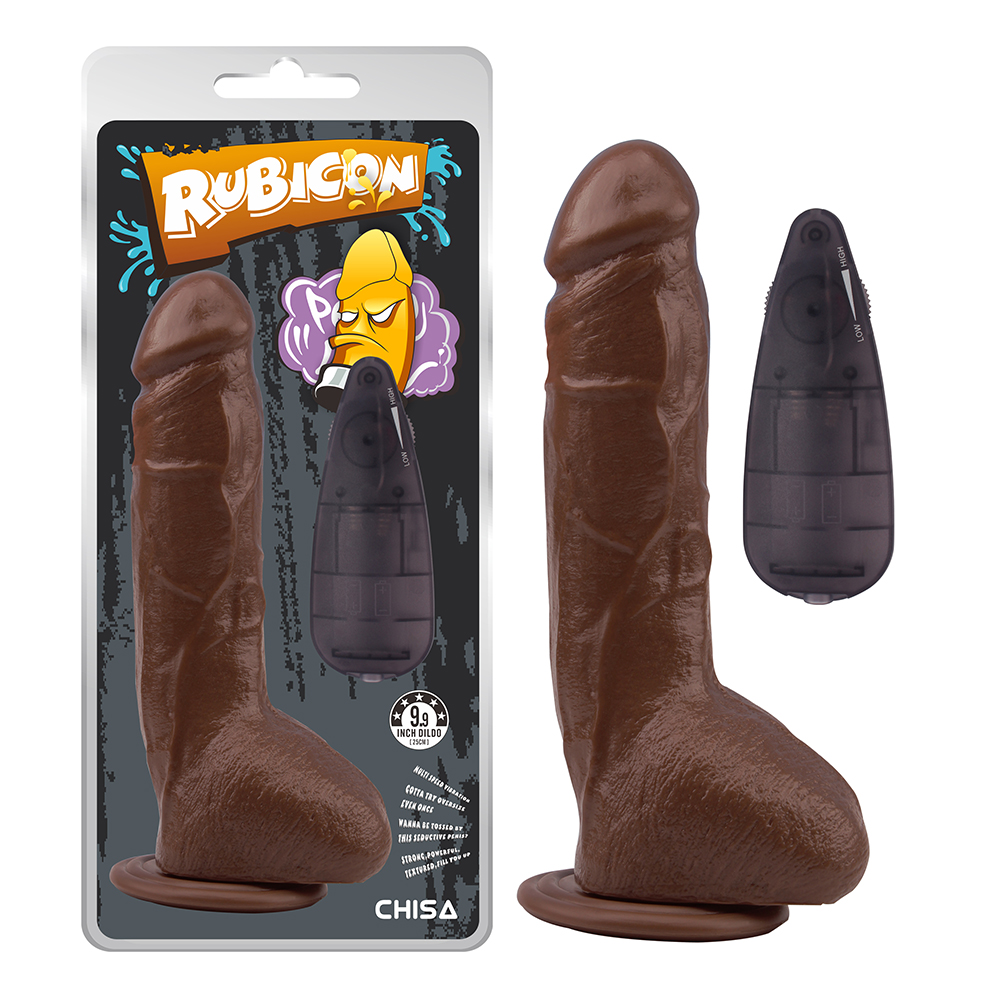 Вибратор реалистичный с присоской и пультом Chisa Rubicon, коричневый