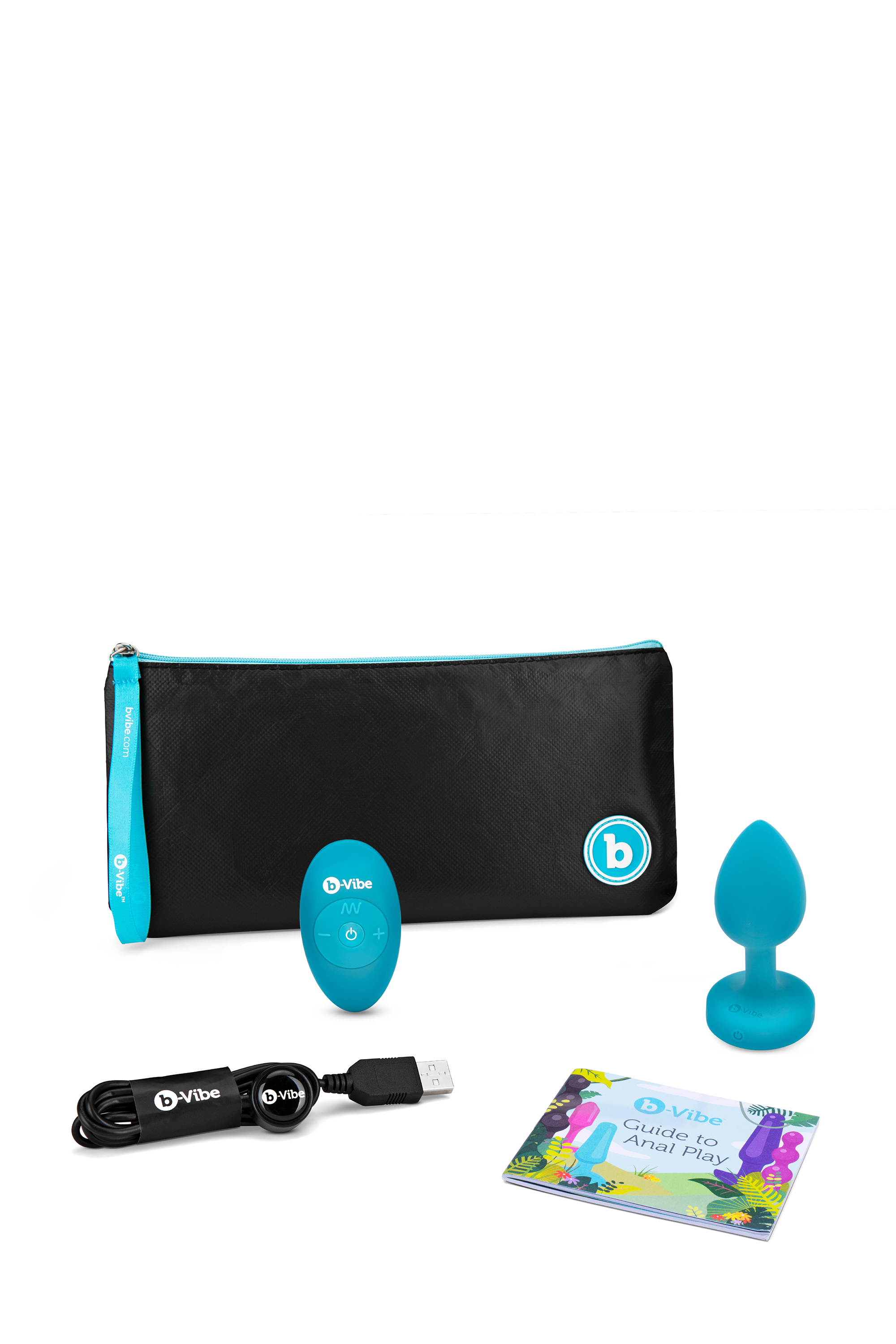 Анальна пробка з вібрацією та каменем B-Vibe - Vibrating Jewel Plug S/M, синя