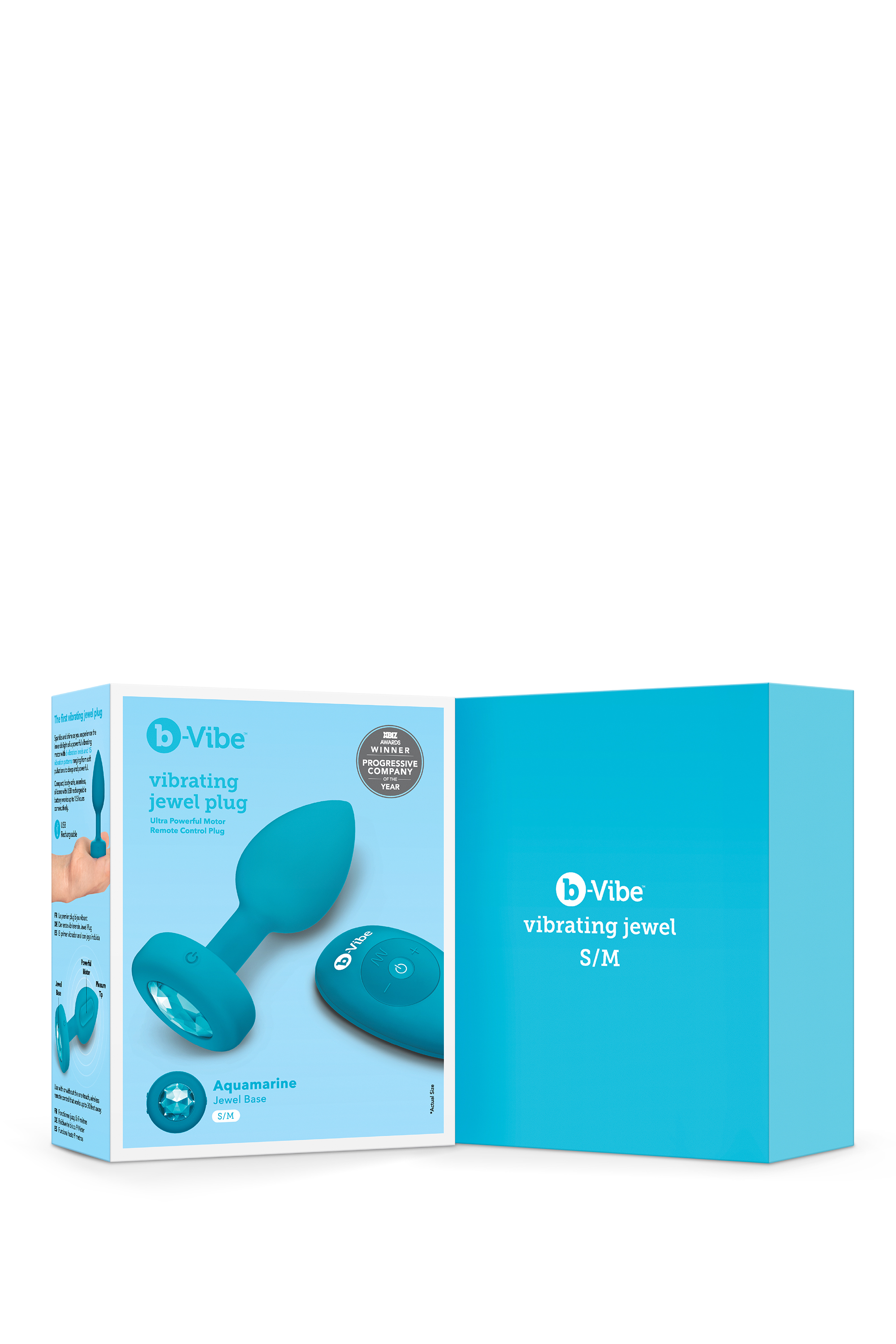 Анальна пробка з вібрацією та каменем B-Vibe - Vibrating Jewel Plug S/M, синя