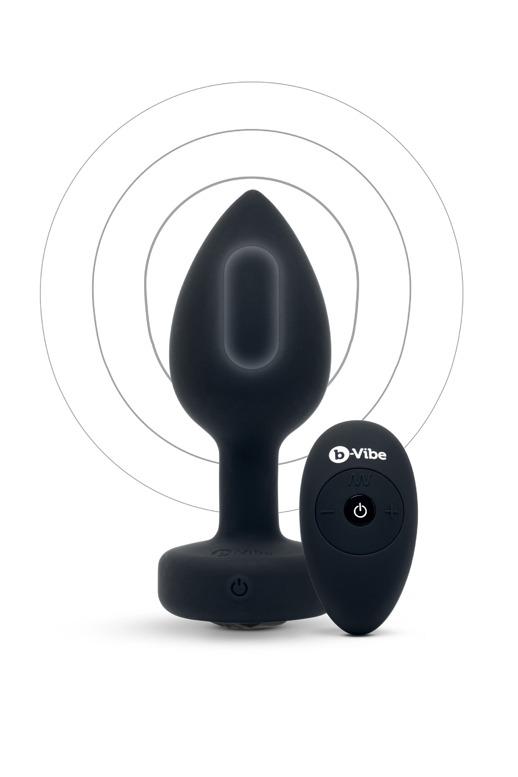 Анальна пробка з каменем з вібрацією M/L B-Vibe з дистанційним пультом керування, чорна