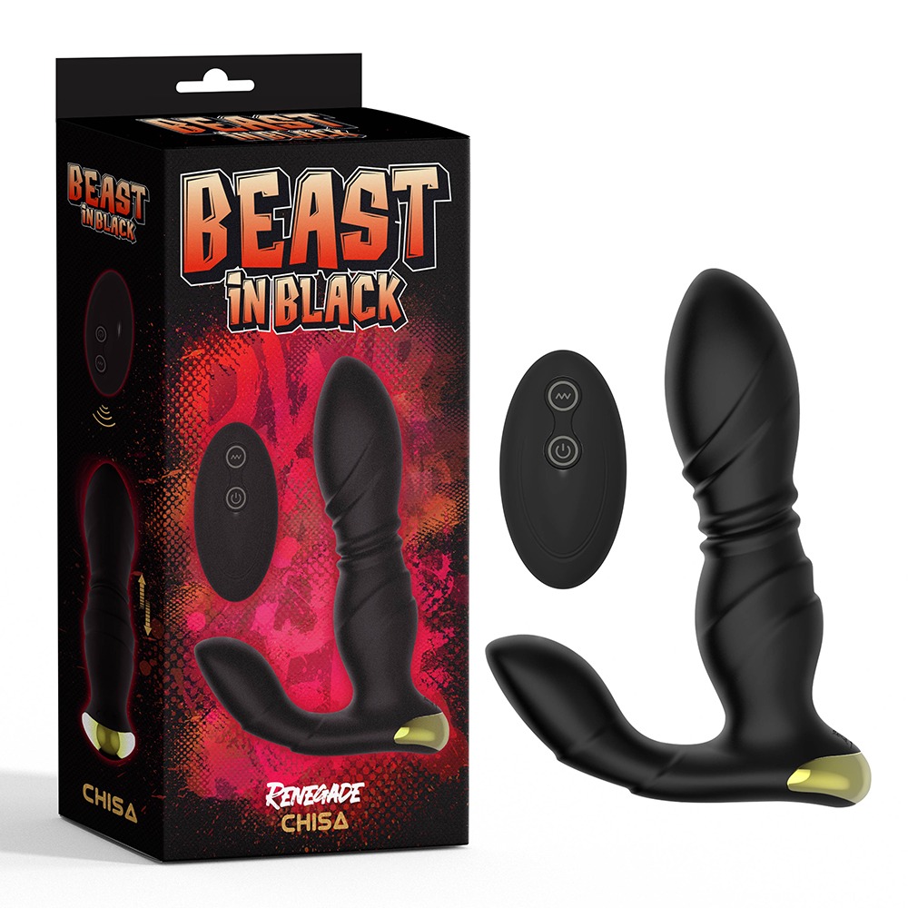 Масажер простати Chisa Beast in Black Renegade з вібрацією та поштовхами, чорний