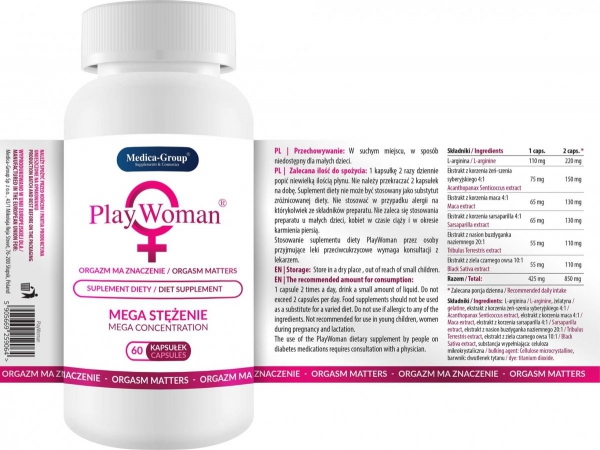 Капсули для підвищення лібідо у жінок Medica Group Supl.diety-PlayWoman (ціна за упаковку, 60 капсул)