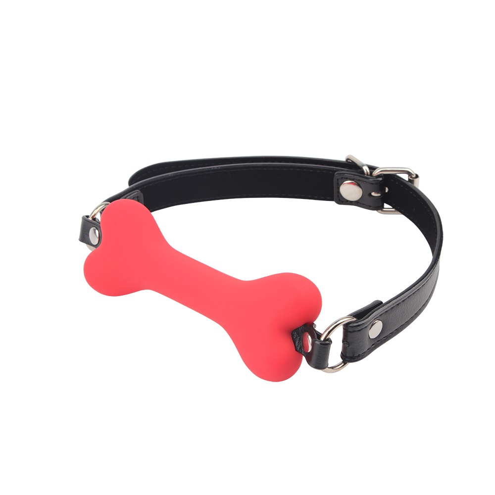 Кляп-косточка красная Chisa Behave! Doggle Bone Bit Gag с черным ремешком