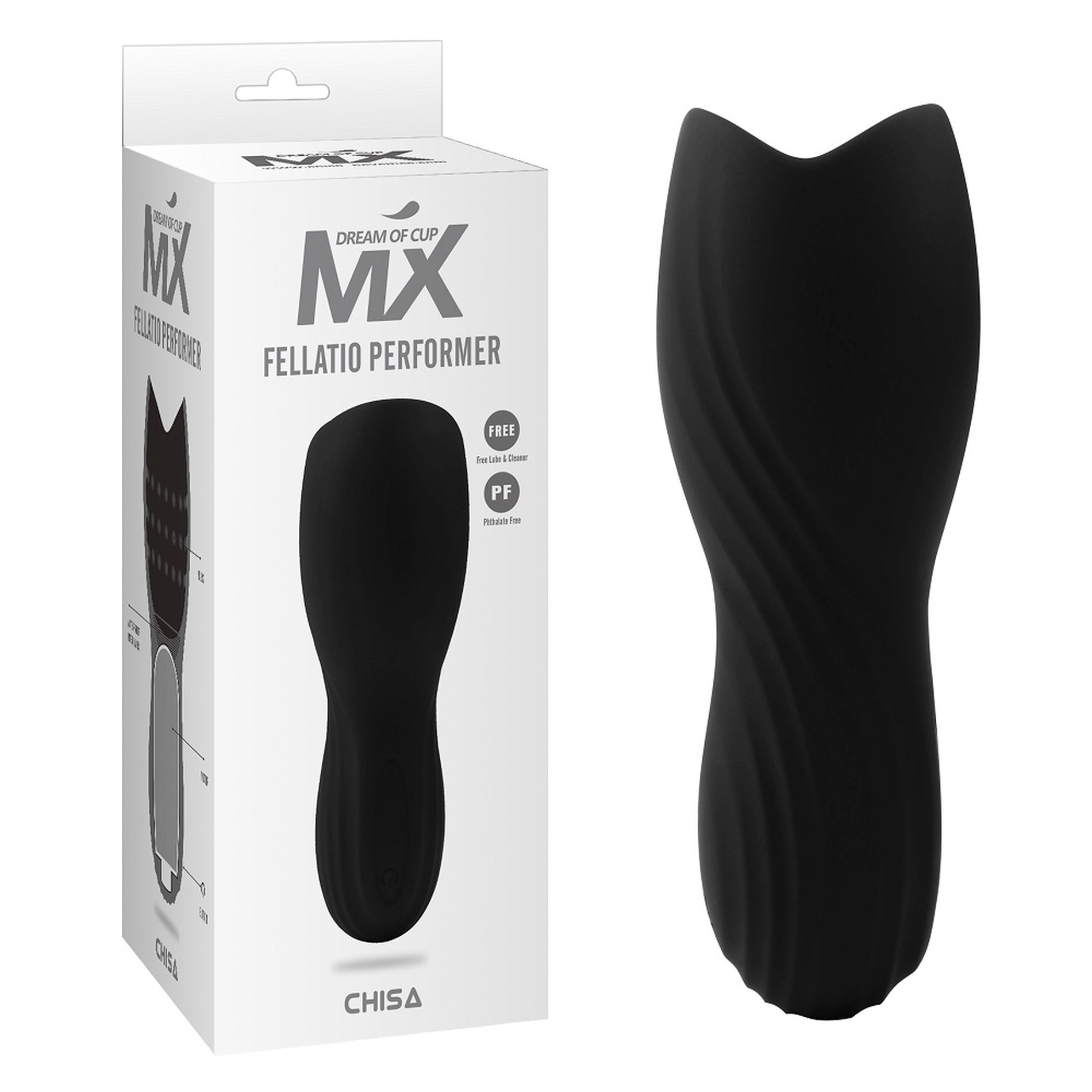 Мастурбатор с вибрацией Chisa MX Fellatio Performer для стимуляции головки члена, черный