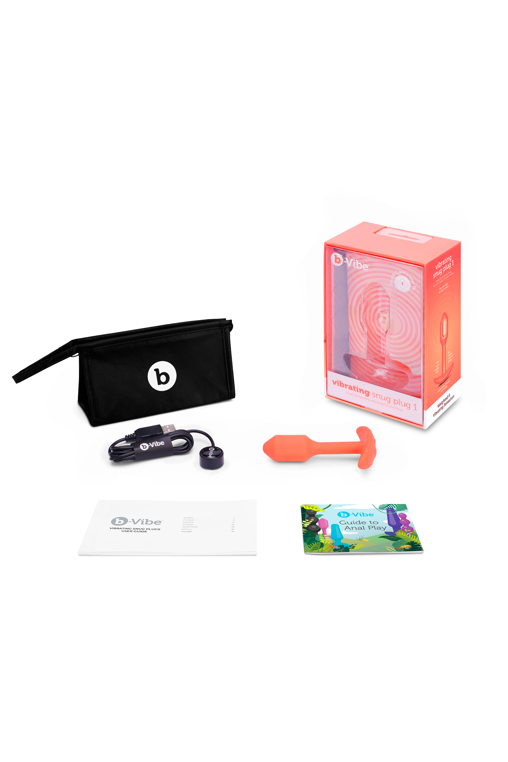 Анальна пробка з вібрацією розміру S B-Vibe Vibrating Snug Plug 1, помаранчева