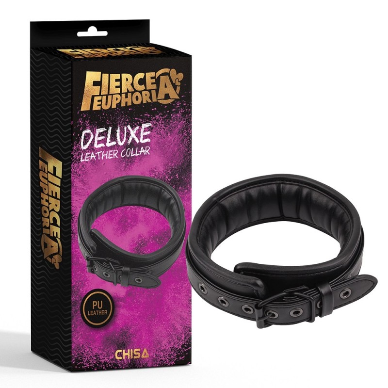 Нашийник CHISA Fierce Euphoria DELUXE зі штучної шкіри, чорний