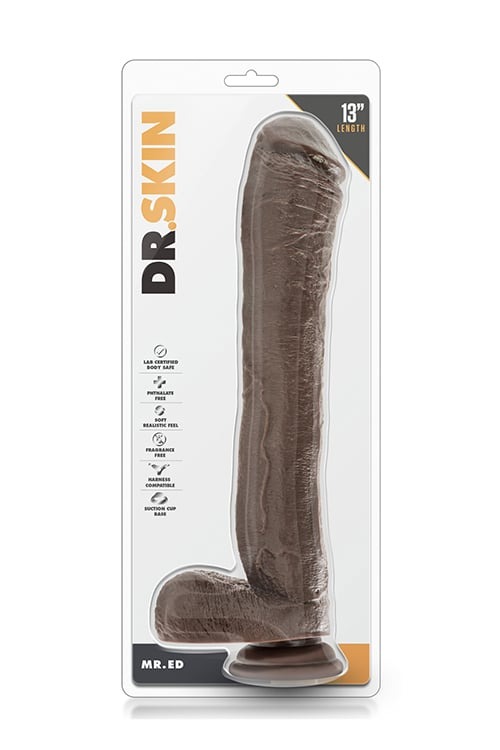 Фалоімітатор гігант Blush Dr. Skin Mr. Ed реалістичний на присосці, коричневий, 33 см х 5.3 см