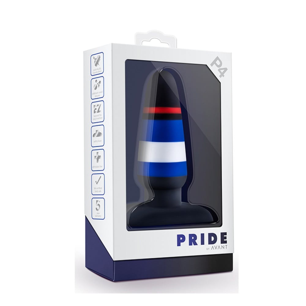 Анальна пробка Blush Pride Avant із кольоровими лініями, чорна