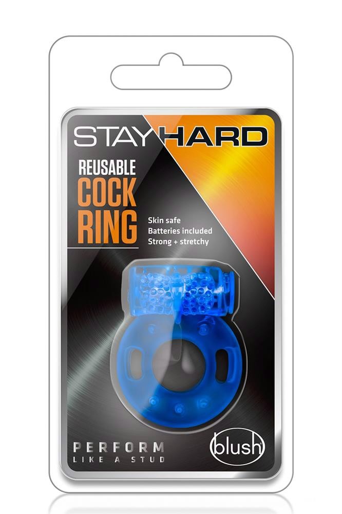 Эрекционное кольцо Stay Hard синего цвета