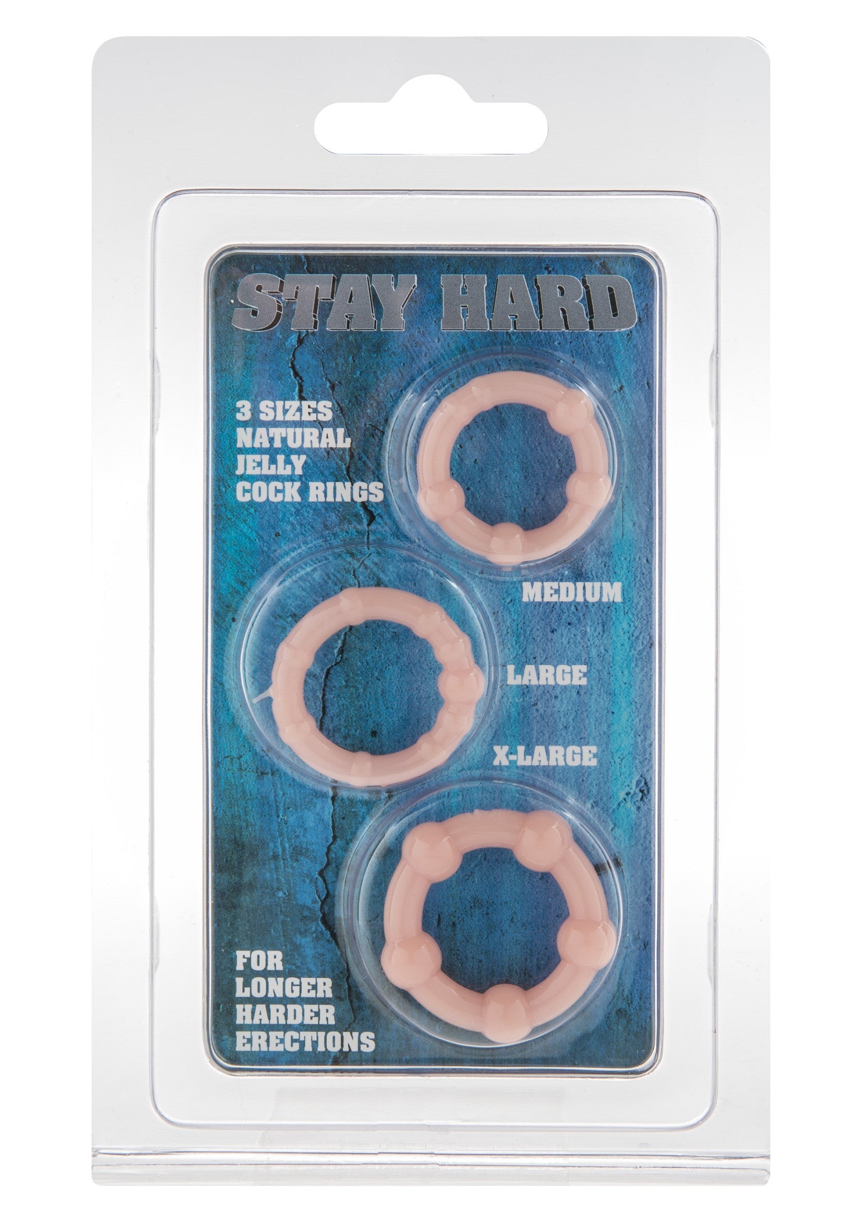 Набір із 3 ерекційних кілець з рельєфом Seven Creations Stay Hard, бежеві