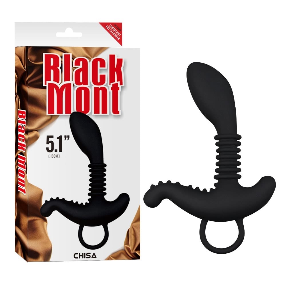 Cтимулятор простати з додатковим відростком Chisa Black Mont Booty Exciter і кільцем-тримачем