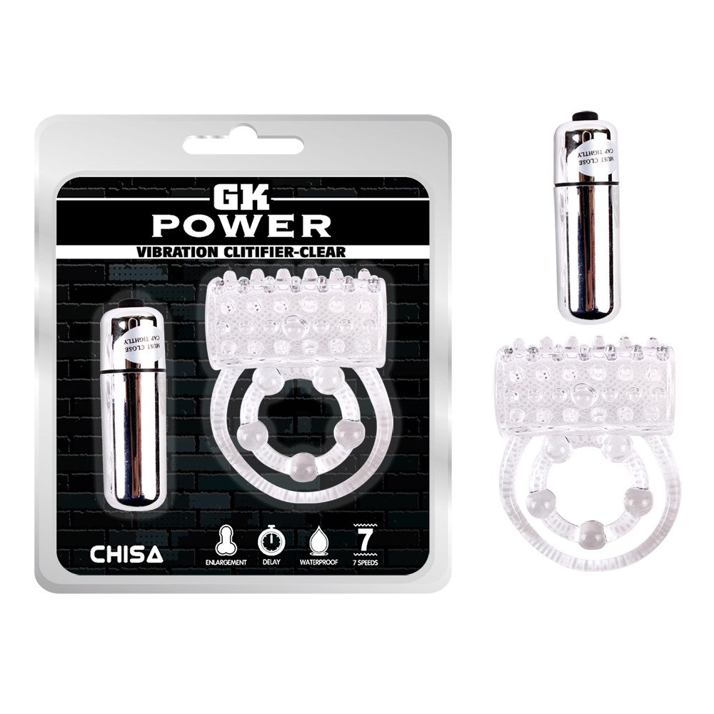 Кільце ерекційне подвійне, з вібрацією Chisa GK Power, прозоре