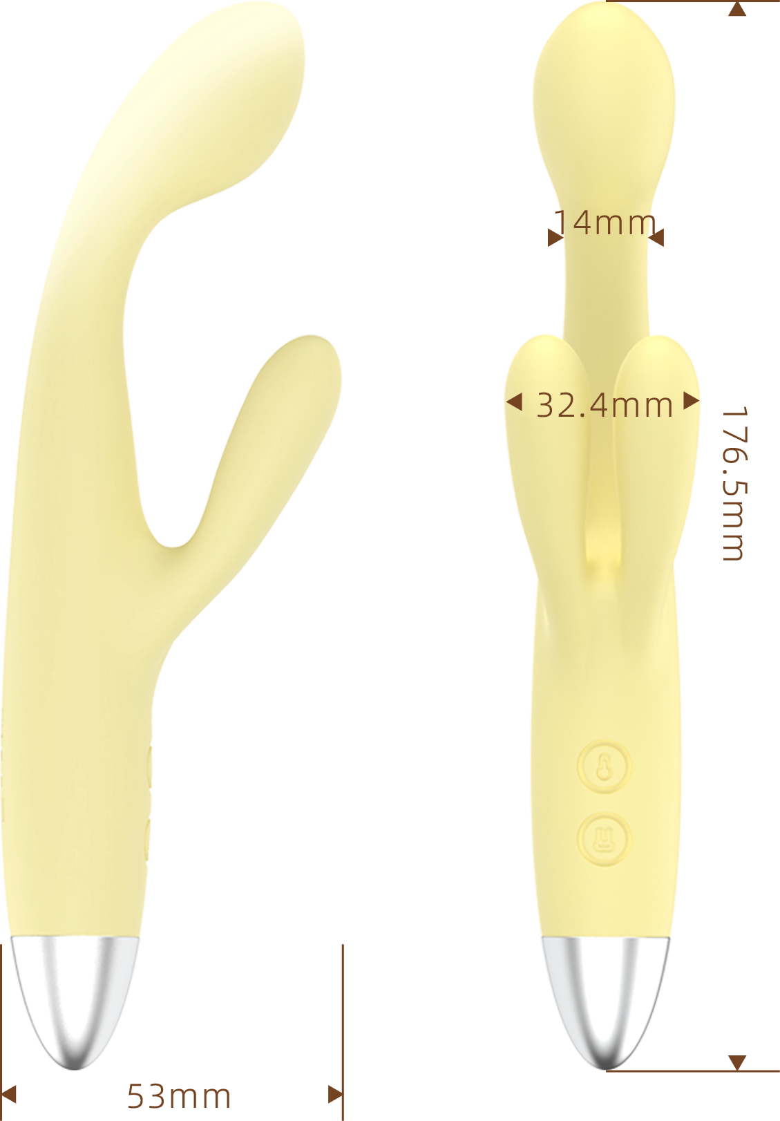 Вібратор-кролик для точки G з підігрівом, жовтий, 17,7 × 5,3 см BeYourLover Benben Rabbit