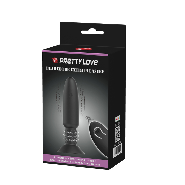 Анальна вібропробка з пультом Pretty Love чорна, 14.6 х 3.6 см