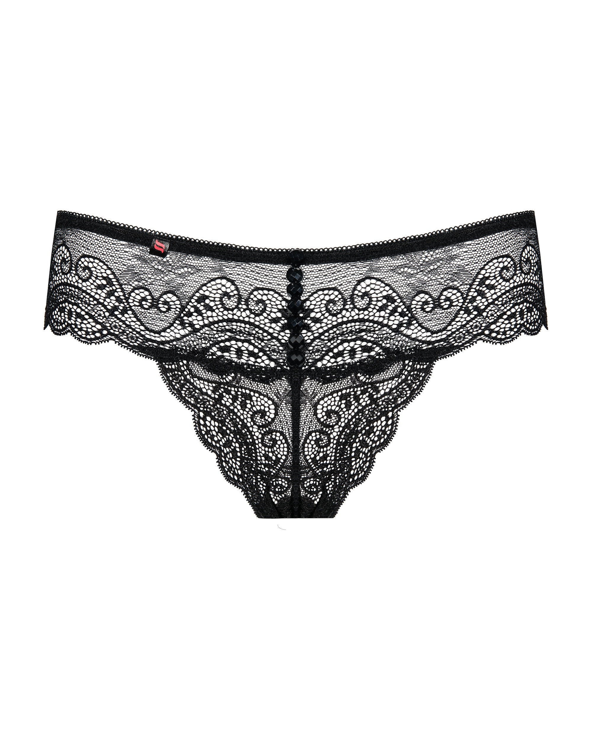 Трусики-стрінги мереживні чорні Obsessive Miamor L/XL